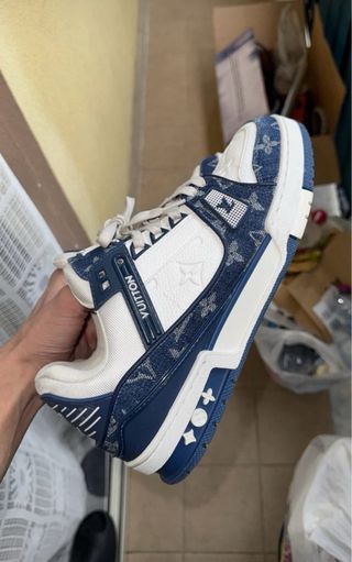 Louis Vuitton Trainer Scarpe Blu/Bianche Taglia 41