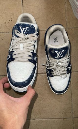 Louis Vuitton Trainer Scarpe Blu/Bianche Taglia 41