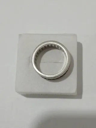 Aliança Prata 925 Zircónias Pretas e Brancas