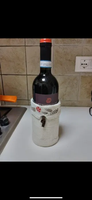 Cesto porta bottiglie in tessuto e juta