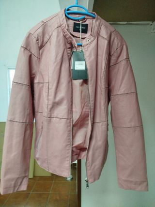 Chaqueta Piel Sintética Rosa Talla 44