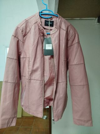 Chaqueta Piel Sintética Rosa Talla 44