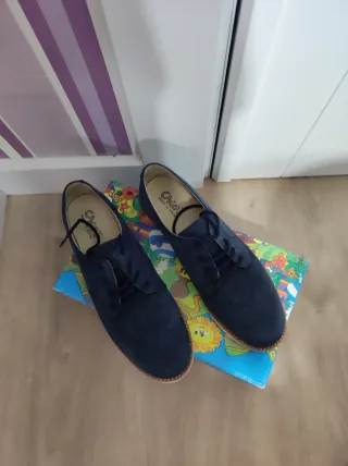 Zapatos niño vestir comunión azul