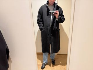 Abrigo Zara Oversize Talla S Negro