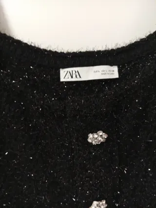 Vestido fiesta Zara negro con brillos