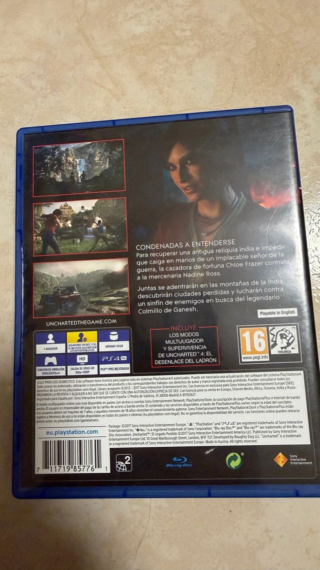 Uncharted El Legado Perdido PS4