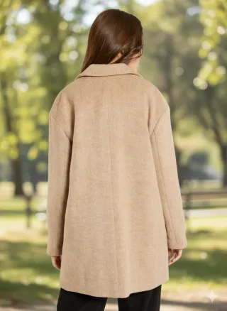 Abrigo de Paño Corto Kiabi Color Camel/Tostado XXS