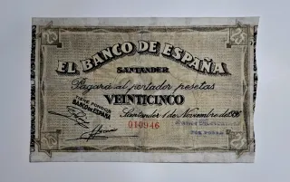 25 Pesetas 1936 Santander serie 0109