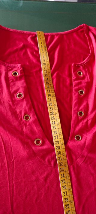 Body rosso maniche lunghe con occhielli