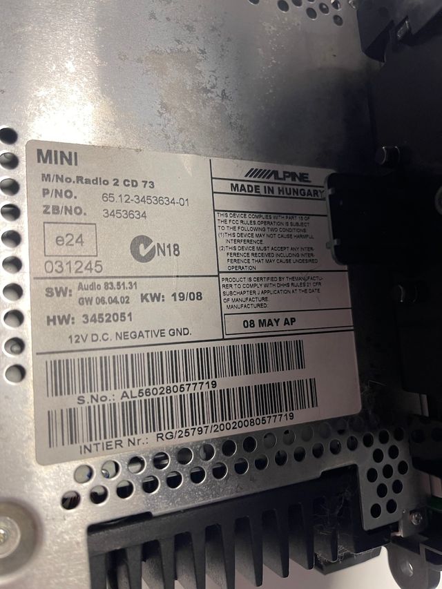 Lector CD Mini Cooper 2008