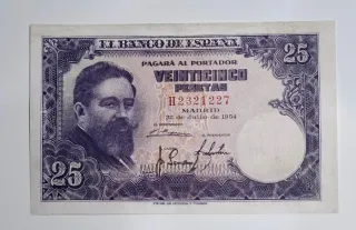 25 Pesetas 1954 Serie H232