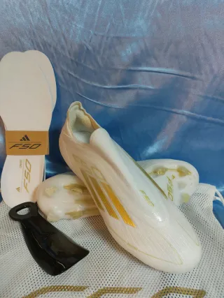 Adidas F50 Elite Laceless FG Oro Bianco