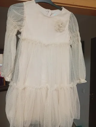 Vestido niña ceremonia beige