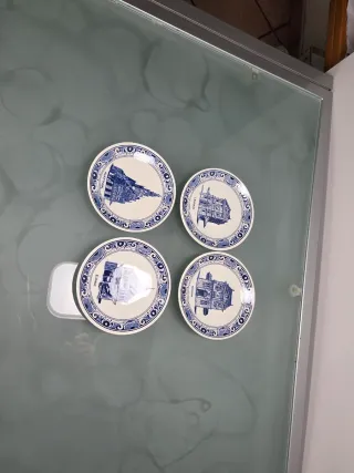 4 Piattini Delft Blau Decorativi Anni '70