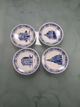 4 Piattini Delft Blau Decorativi Anni '70