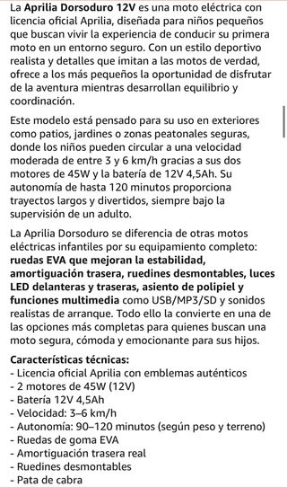 Moto Aprilia Dorsoduro Infantil