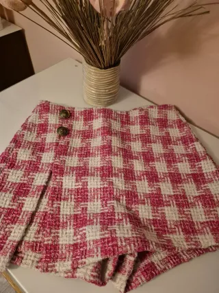 Falda cuadros invierno rojo y blanco