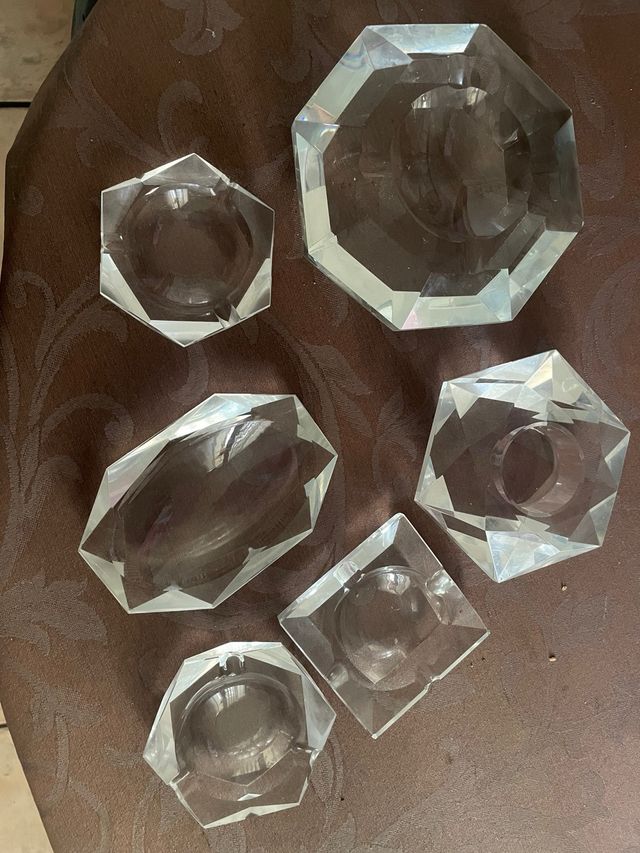 6 Ceniceros de Cristal Tallado
