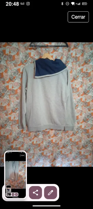 Sudadera unisex beige y azul