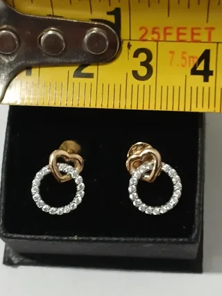 Brincos Prata 925 Zircónias Coração e Argola