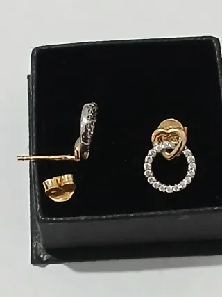 Brincos Prata 925 Zircónias Coração e Argola