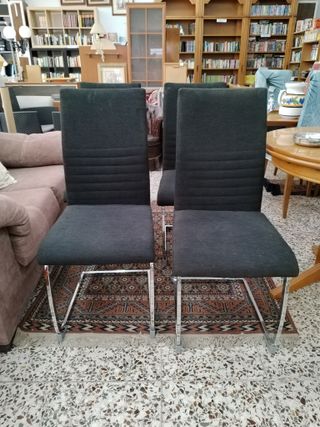 CONJUNTO 4 SILLAS COMEDOR TAPIZADO GRIS