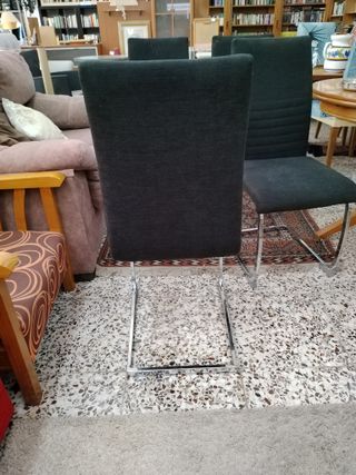 CONJUNTO 4 SILLAS COMEDOR TAPIZADO GRIS