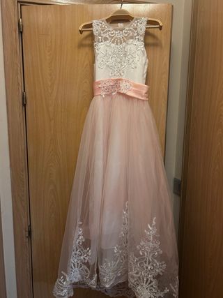Vestido de fiesta niña rosa y blanco