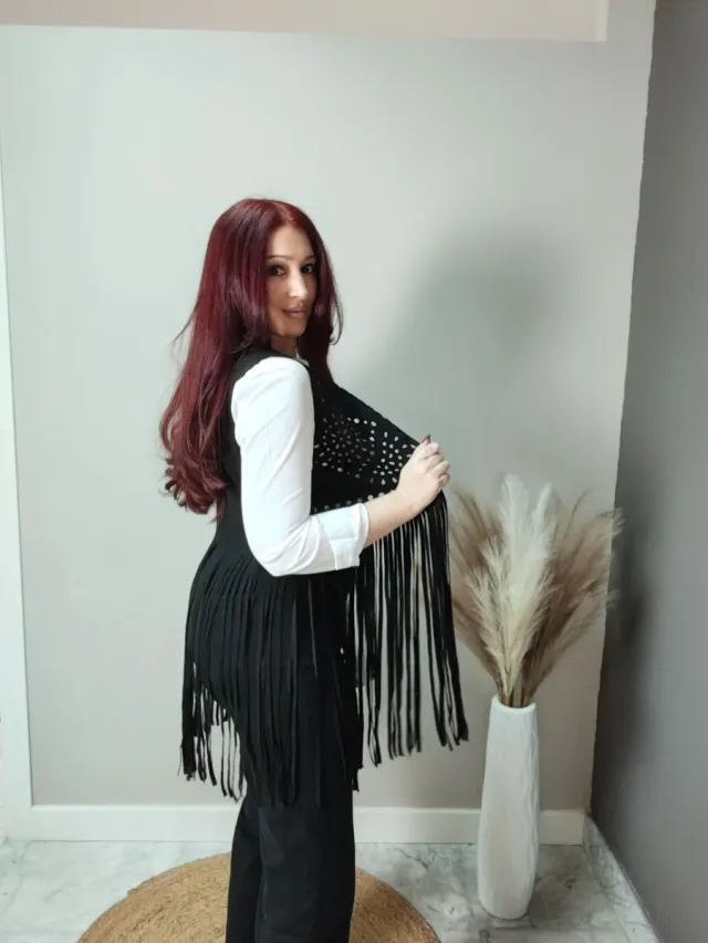 Chaleco antelina con flecos