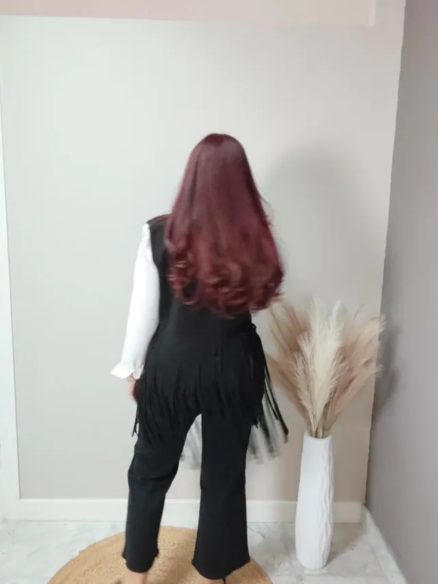 Chaleco antelina con flecos