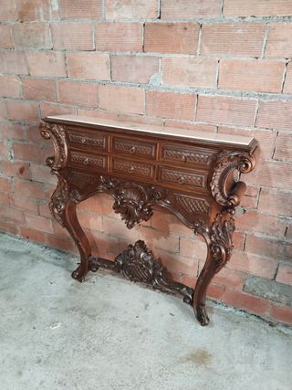 Mueble de entrada antiguo madera y mármol