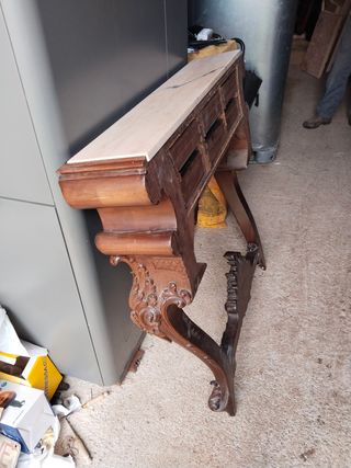 Mueble de entrada antiguo madera y mármol