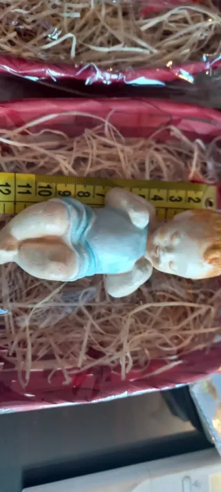 2 Statuette Bambino Gesù in ceste