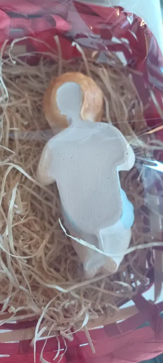 2 Statuette Bambino Gesù in ceste