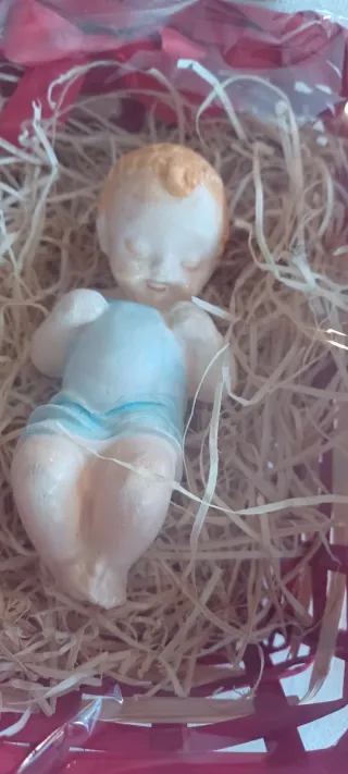 2 Statuette Bambino Gesù in ceste