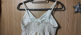 Vestido blanco hueso y dorado estampado