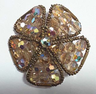 Spilla vintage anni '60 fiore perline