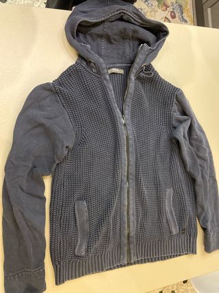 Replay Cardigan Blu Zip Taglia XL cappuccio