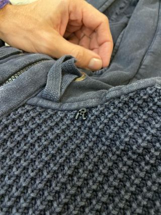 Replay Cardigan Blu Zip Taglia XL cappuccio