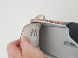 Zapatillas Mujer Glitter y cuero Beige