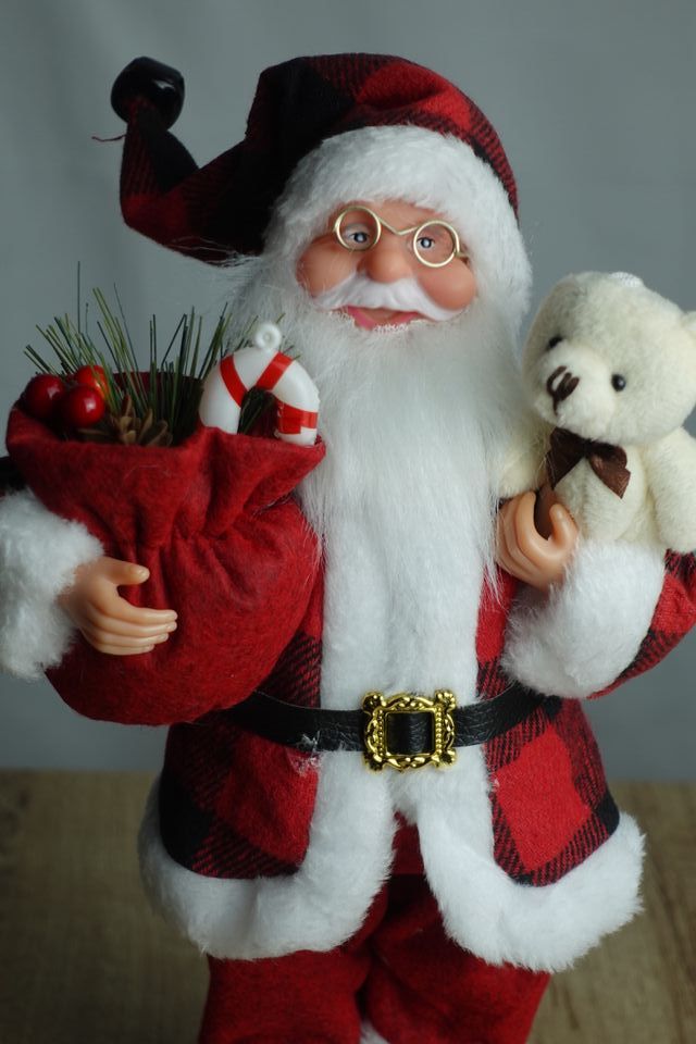 Figura do Papai Noel com Ursinho e Saco