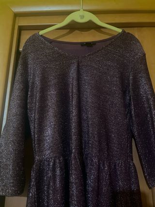 Vestito lungo glitterato viola/oro