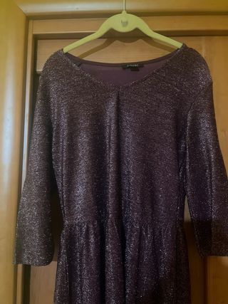 Vestito lungo glitterato viola/oro