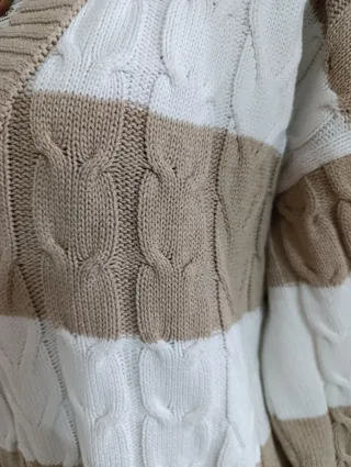 Jersey Rayas Beige y Blanco