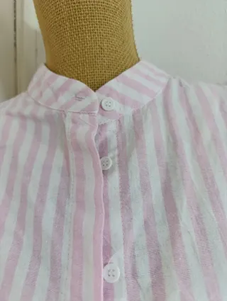 Blusa Rayas Rosas y Blancas Volantes