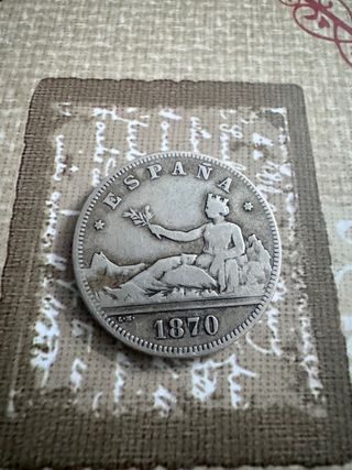 2 pesetas 1870  Moneda de plata España