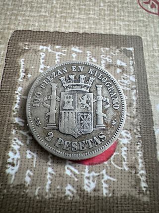 2 pesetas 1870  Moneda de plata España