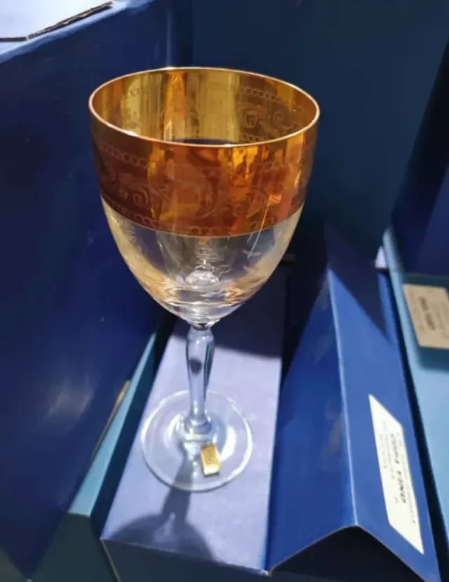 Vasos  COPAS Bohemia Filo Oro Cristal
