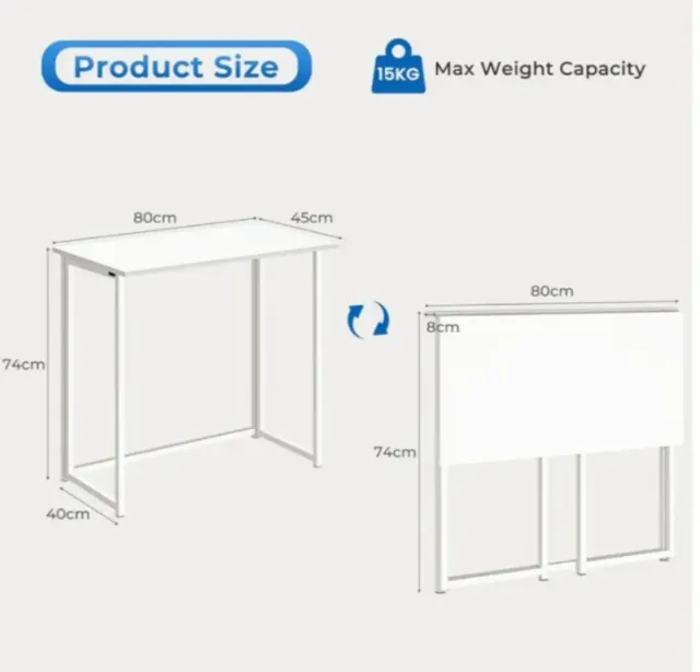 Mesa escritorio o cocina plegable blanca