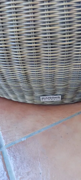 Mesita y taburete mimbre cristal Maisons du monde